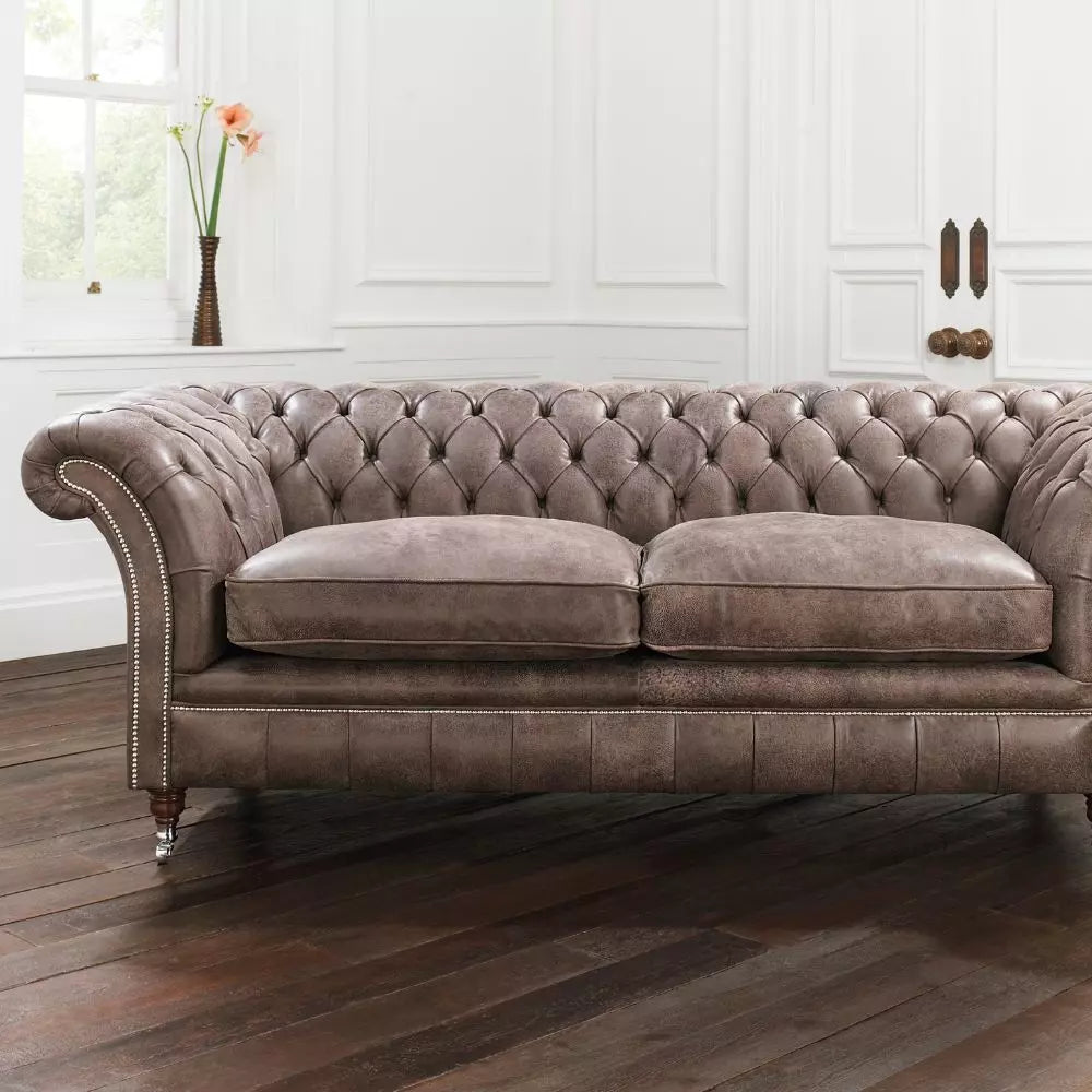 Drummond Tufted Leather Chesterfield Sofa