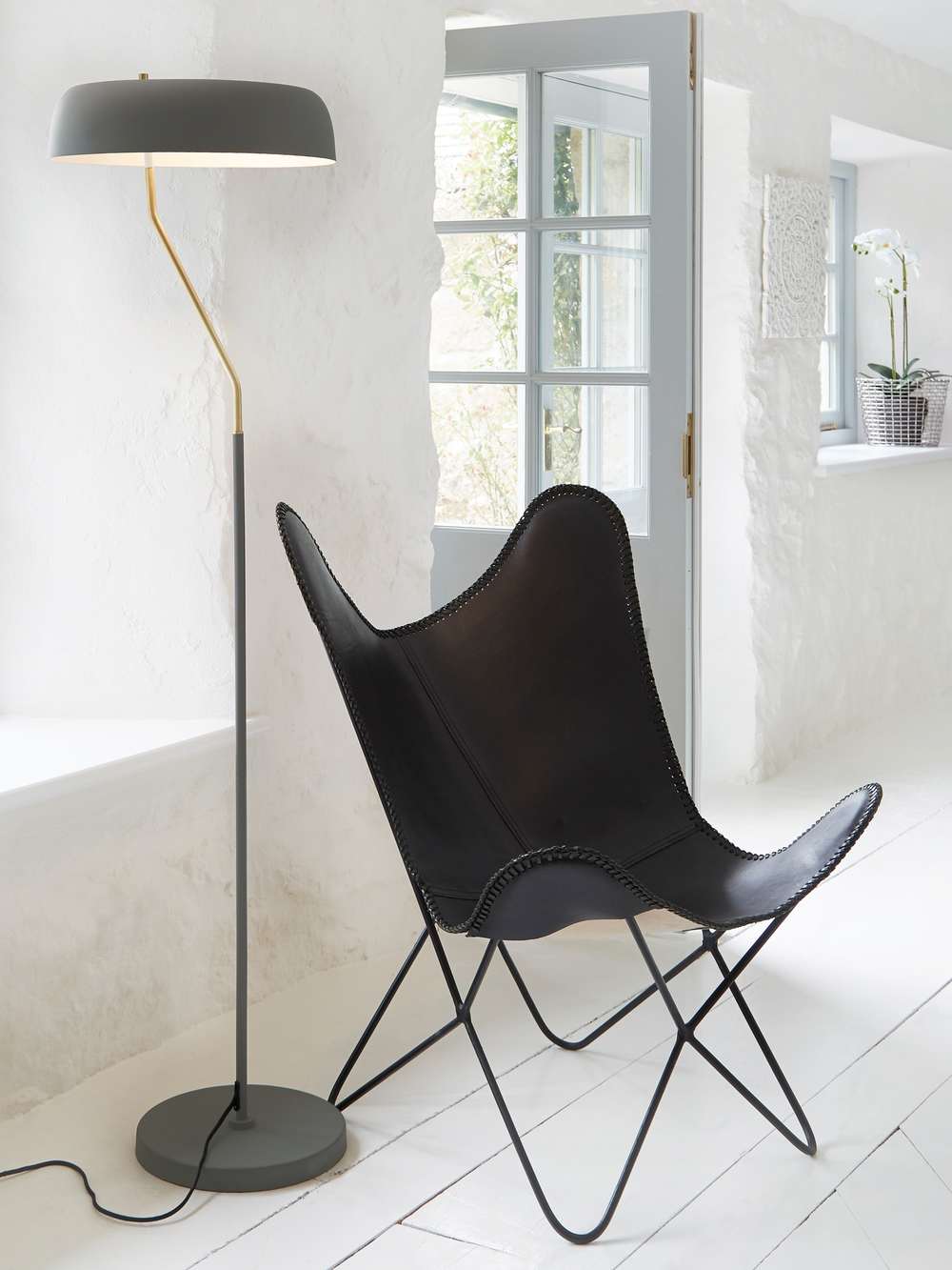 Butterfly Chair black chair Goat leather
