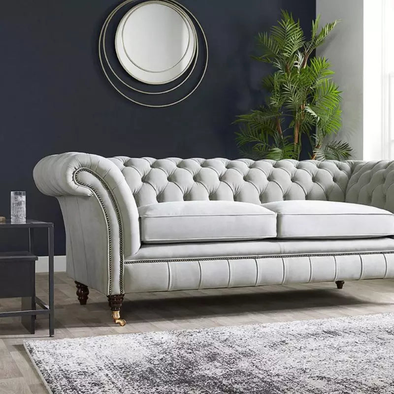 Drummond Tufted Leather Chesterfield Sofa