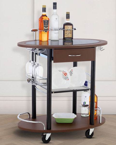 Heritage Wood & Leather Trolley