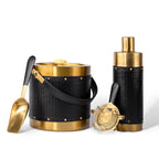 Luxury Black Leather Bar Accessories Set of 4