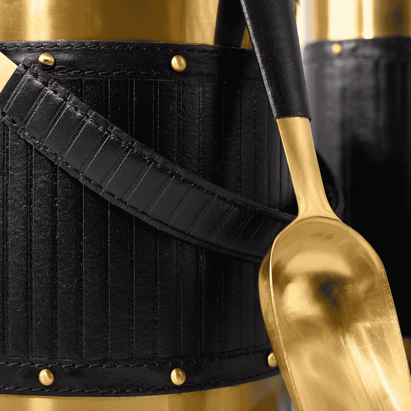 Luxury Black Leather Bar Accessories Set of 4