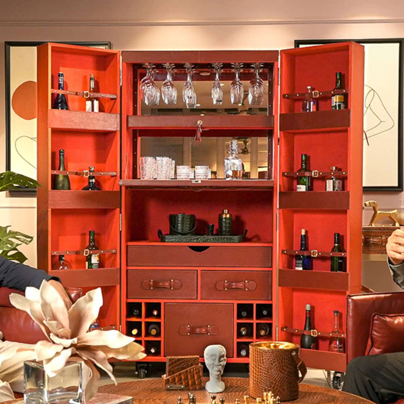 Artemis Luxury Red Leather Bar Counter