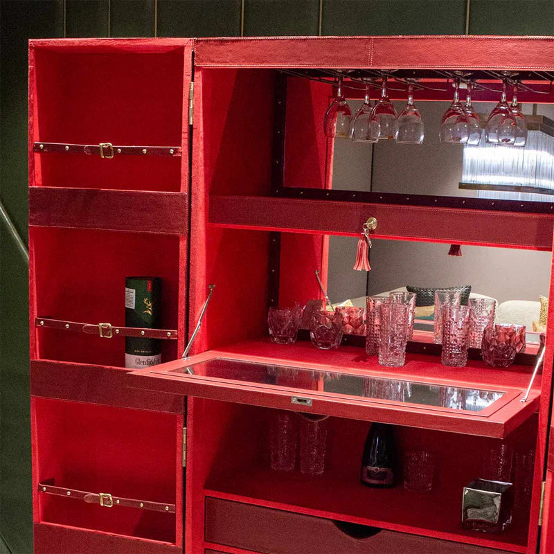 Artemis Luxury Red Leather Bar Counter