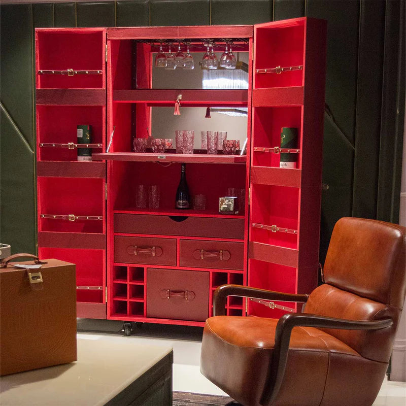 Artemis Luxury Red Leather Bar Counter