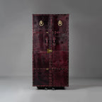 Artemis Premium Burgundy Croco Leather Bar Cabinet