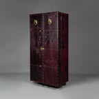 Artemis Premium Burgundy Croco Leather Bar Cabinet