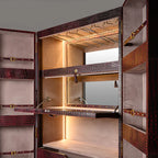 Artemis Premium Burgundy Croco Leather Bar Cabinet