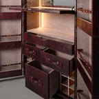 Artemis Premium Burgundy Croco Leather Bar Cabinet