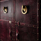 Artemis Premium Burgundy Croco Leather Bar Cabinet