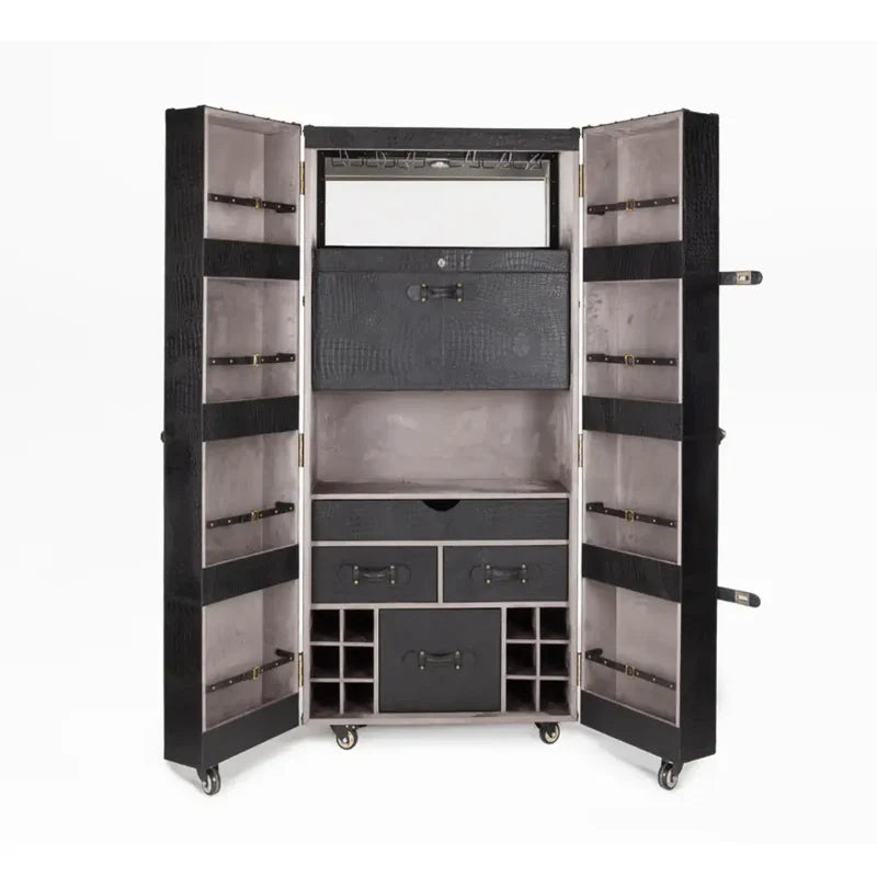 Artemis Black Tall Leather Drinks Bar