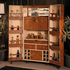 Artemis Croco Tall Leather Bar Cabinet (Tan)