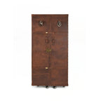 Artemis Croco Tall Leather Bar Cabinet (Tan)