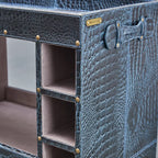Belize Premium Blue Leather Bar Cart