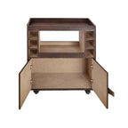 Belize Brown Leather Bar Shelf on Wheels