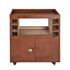 Belize Tan Leather Bar Trolley