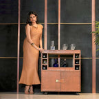 Belize Tan Leather Bar Trolley