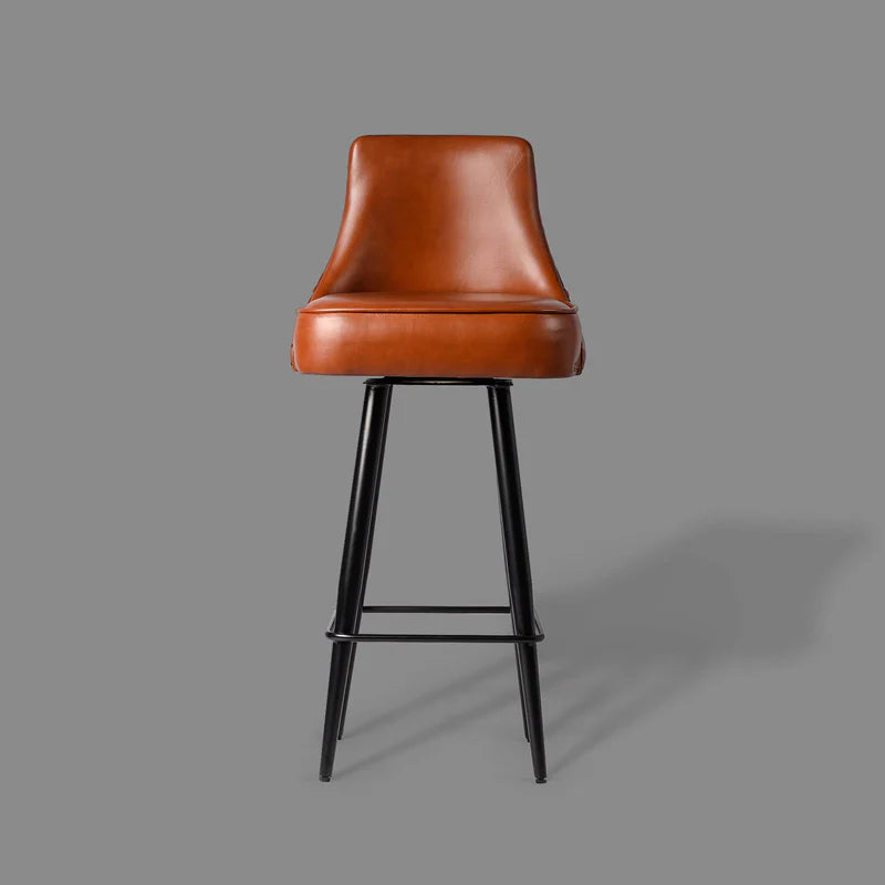 Luxury Cognac Leather Bar Stool – Chester Design