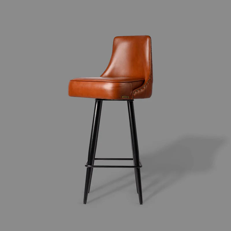 Luxury Cognac Leather Bar Stool – Chester Design
