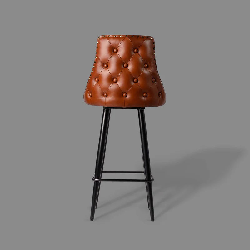 Luxury Cognac Leather Bar Stool – Chester Design
