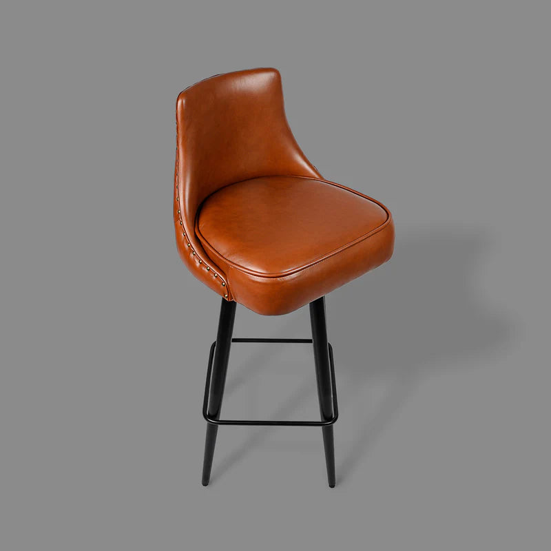 Luxury Cognac Leather Bar Stool – Chester Design
