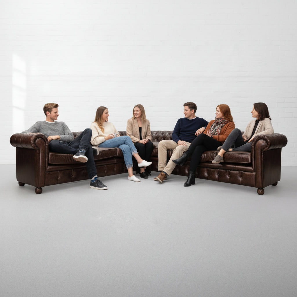 Chocolate Brown L shape Chesterfield Sofa