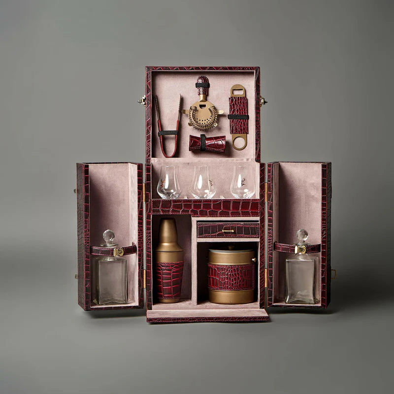 Debonair Burgundy Portable Bar