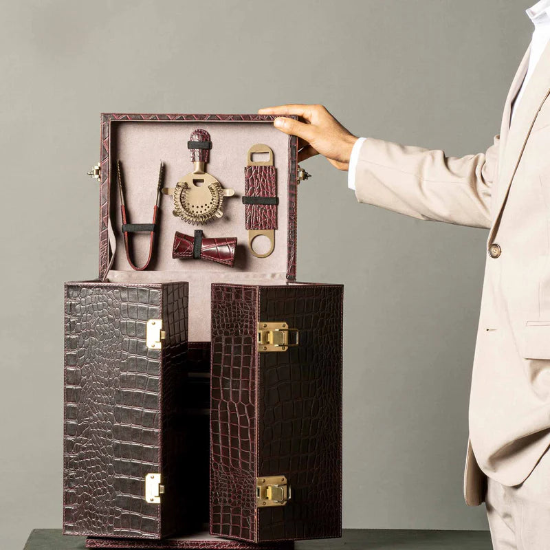 Debonair Burgundy Portable Bar