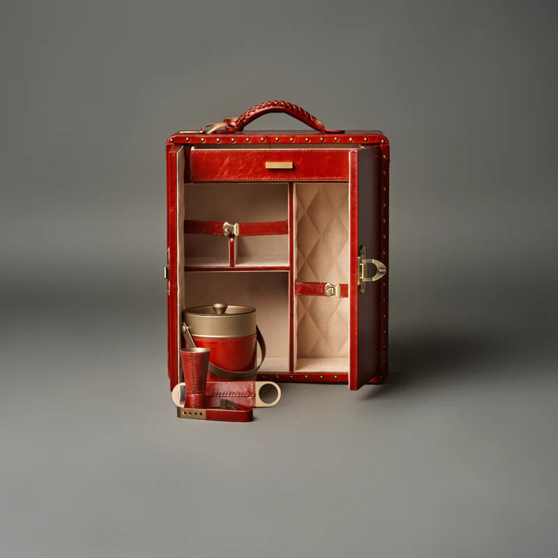 Red Leather Portable Bar – Eva Model