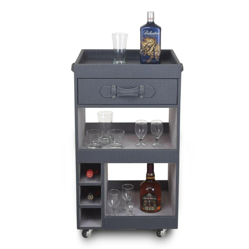 Premium Grey Single Drawer Bar Trolley