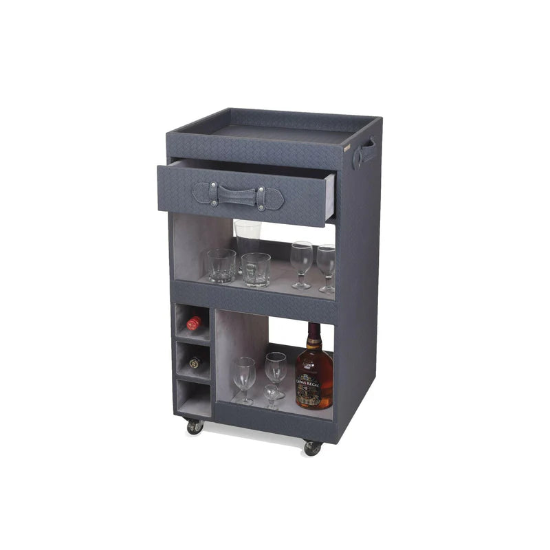 Premium Grey Single Drawer Bar Trolley