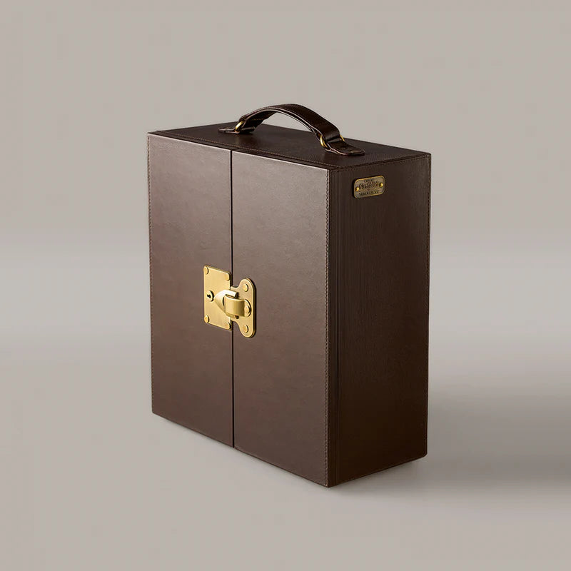 Hideaway Brown Leather Portable Bar