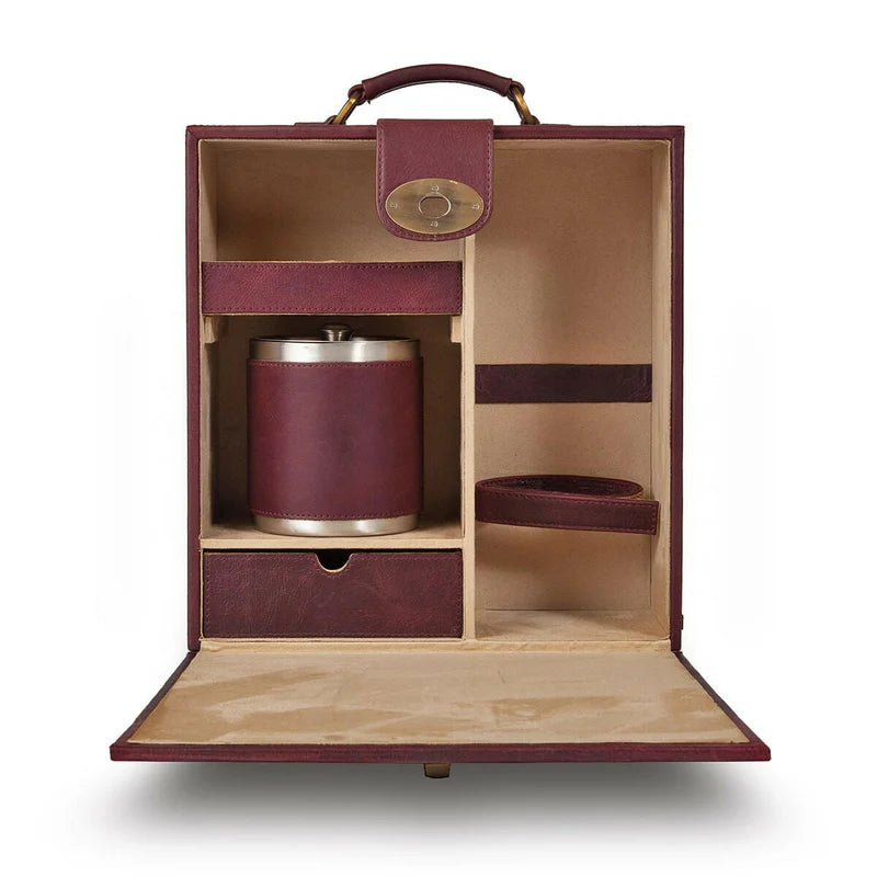 Luxury Burgundy Portable Bar Briefcase