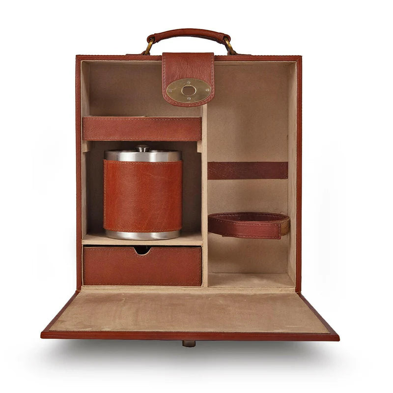 Luxury Tan Portable Bar Briefcase