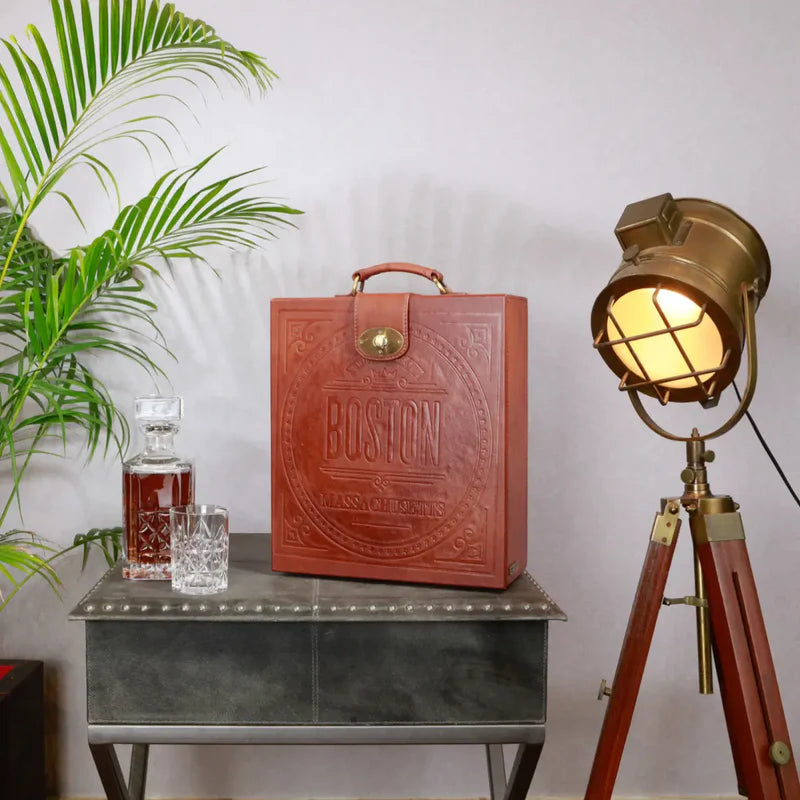 Luxury Tan Portable Bar Briefcase