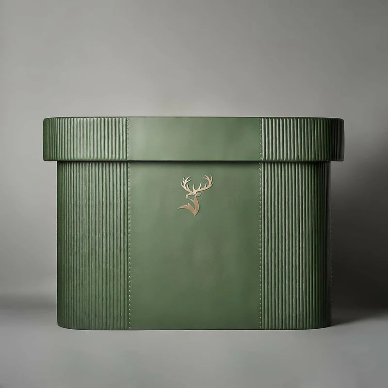 Linear Olive Green Leather Bar Counter Cabinet