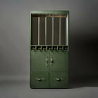 Premium Olive Green Leather Linear Bar Shelf