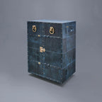 Mandalay Croco Top-Opening Leather Bar in Blue