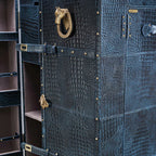 Mandalay Croco Top-Opening Leather Bar in Blue