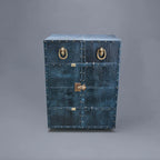Mandalay Croco Top-Opening Leather Bar in Blue