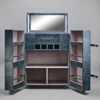 Mandalay Croco Top-Opening Leather Bar in Blue