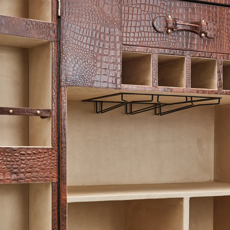 Mandalay Top-Opening Croco Leather Bar
