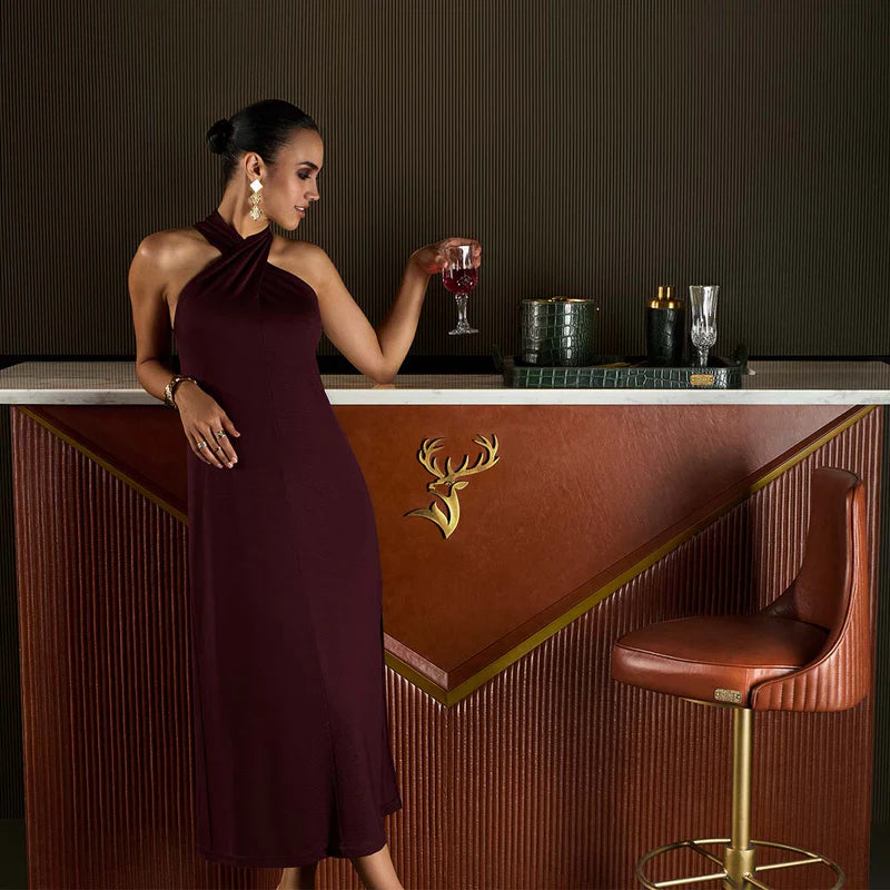 Marque Designer Bar Counter in Cognac Leather