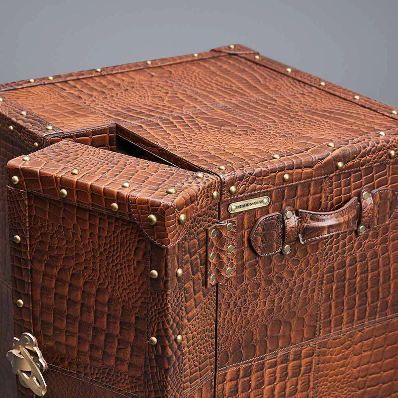 Miami Croco Small Tan Bar Cabinet