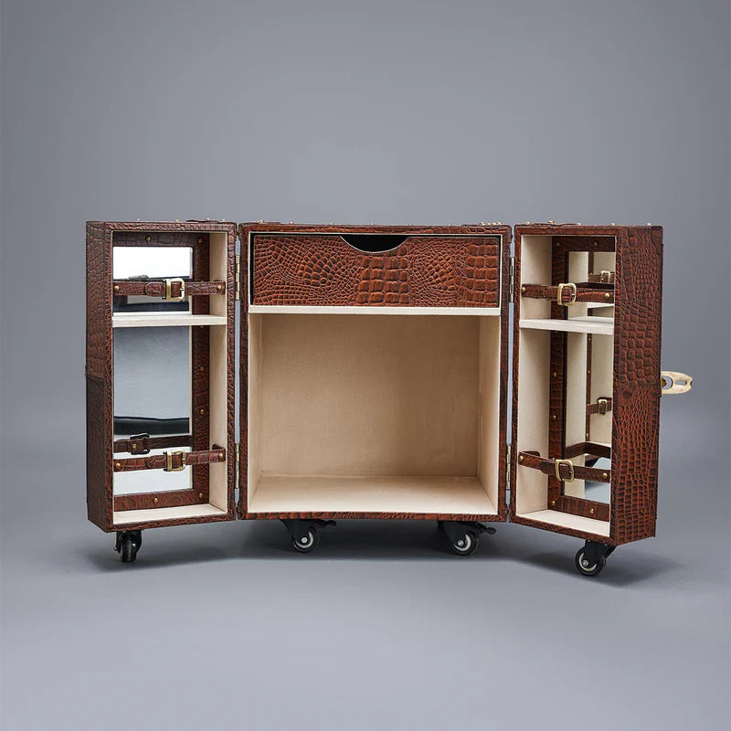 Miami Croco Small Tan Bar Cabinet
