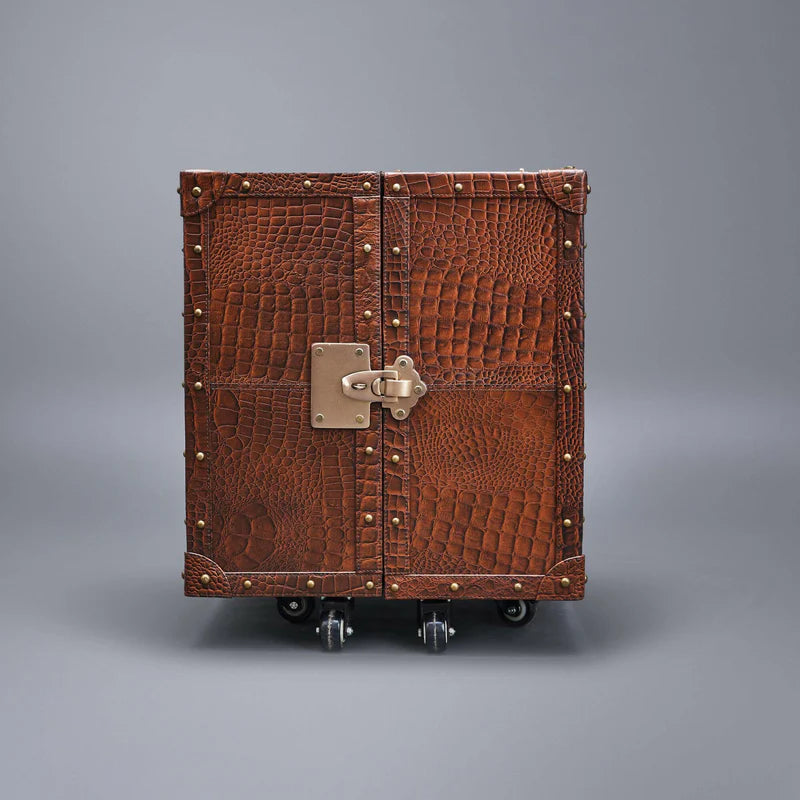 Miami Croco Small Tan Bar Cabinet