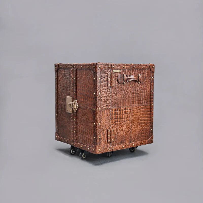 Miami Croco Small Tan Bar Cabinet