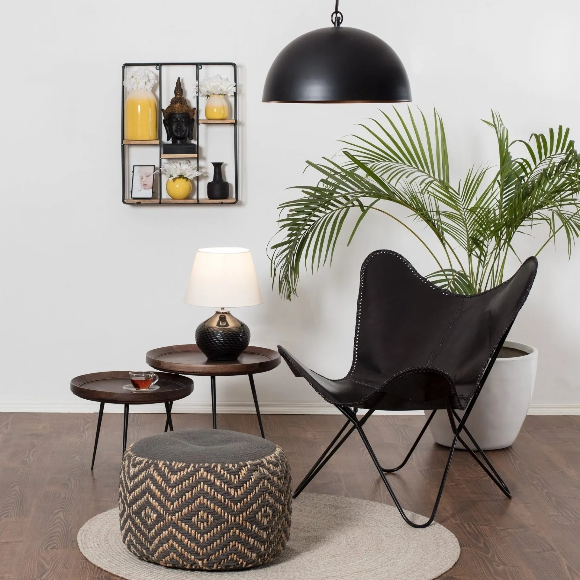 Butterfly Chair black chair Goat leather