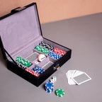 Genuine Leather Poker Box with Cards & 200 Chips