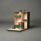 Olive Green Cane & Leather Bar Box